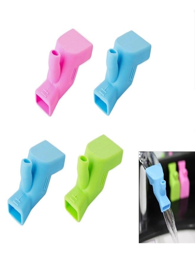 Tinsico Silicone Faucet Extension| Tap Extender for wash Your face|Faucet Extender for Drink Water|Faucet for Kitchen & Bathroom [Multicolour] (Pack of 4)